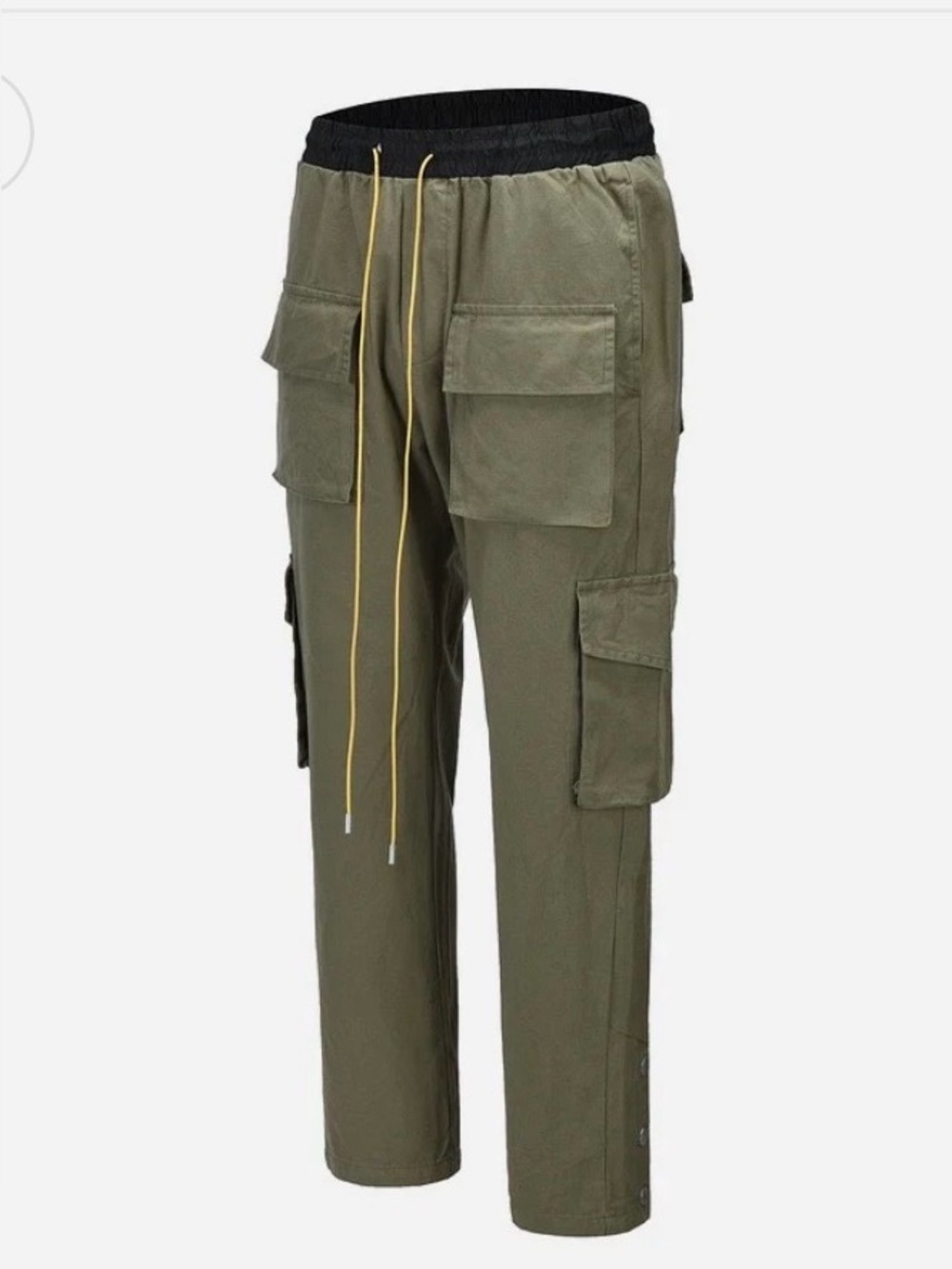 MNML Olive 100% Cotton Cargo Pants w/ Black Waist Flat 30” Flat Inseam 28” New